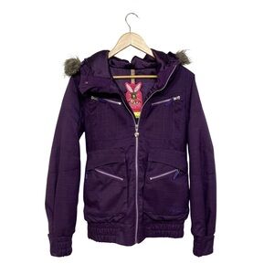 Burton | Dry Ride Purple Ski/Snowboard Jacket with Faux Fur Trim & Mesh Vents